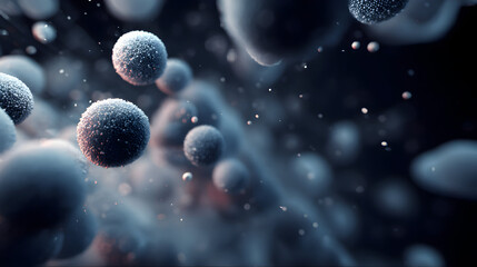 Poster - Mysterious spheres floating in dark space create a visually interesting abstract composition with a celestial and otherworldly vibe perfect for backgrounds science presentations
