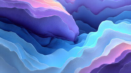 Poster - Abstract gradient textured landscape design with multiple layers wavy smooth geometric pastel color scheme suitable for backgrounds web design digital art presentations and