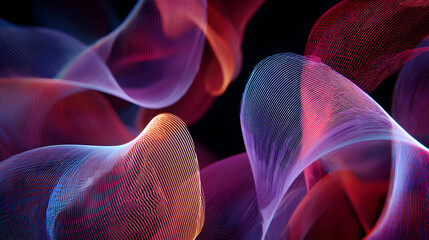 Poster - Striking interplay of light and color through flowing lines in a dynamic abstract rendering creating an innovative artistic background showcasing an imaginative visual texture