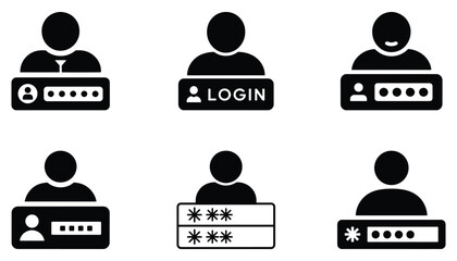 Fototapete - Seamless Pattern of Login and Password Icons for Website or Application Design