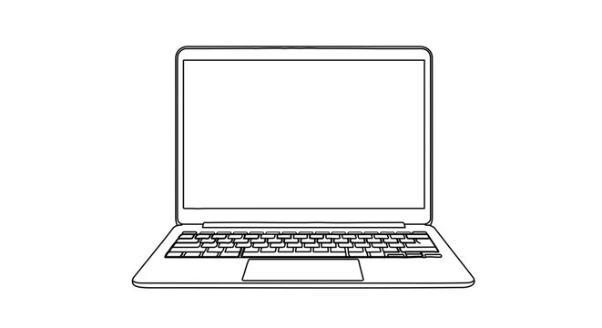 Laptop computer vector illustration for graphic design and digital artwork thin line style modern technology 100