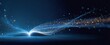 © gdgaffar - A dynamic light beam shines from above, as if coming out of an open book. Blue background with futuristic elements.