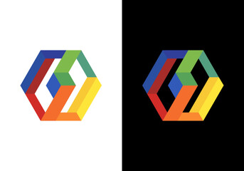 Leinwandbilder - 3D hexagon box logo icon vector