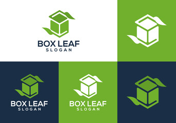 Leinwandbilder - vector icon logo box with leaf