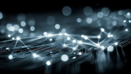 Poster - Abstract network connections with circuit board lines and glowing dots
