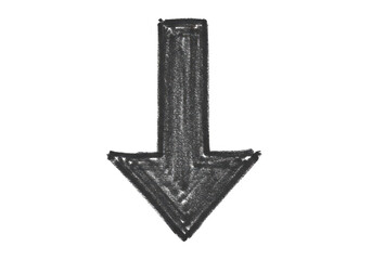 Poster - Handdrawn black arrow pointing downwards with chalk texture on transparent background