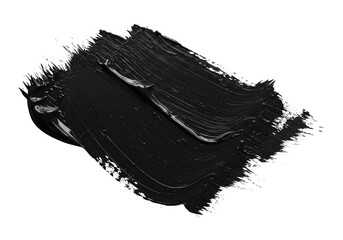 Poster - A thick textured brush stroke of black paint on a transparent background showcasing artistic application