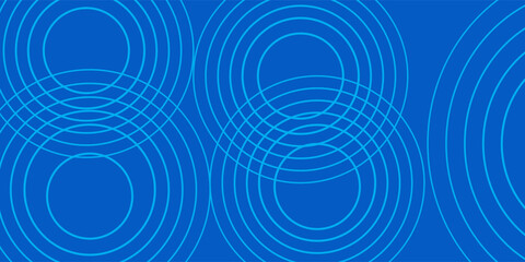 Aufkleber - Bright blue abstract vector background with concentric circle lines and smooth gradient. Ideal for technology, communication,
