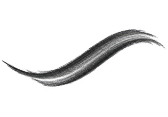 Poster - Dark charcoal brush stroke with a flowing curved shape isolated on a transparent background representing artistic expression