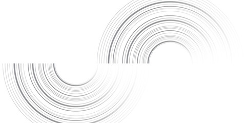 Fototapete - grey minimal circular abstract dynamic lines isolated on white background. Future technology banner concept. vector illustration. Abstract Computer technology background. network visual connection.	