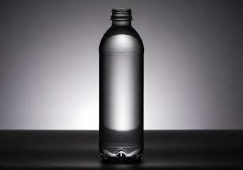 Poster - Elegant studio shot of a clear plastic water bottle against a gradient backdrop