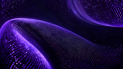 Wall Mural - Vibrant blue-purple gradient particle flows forming an endless tunnel with glowing circuit patterns, futuristic digital abstract background for technology and sci-fi concepts.