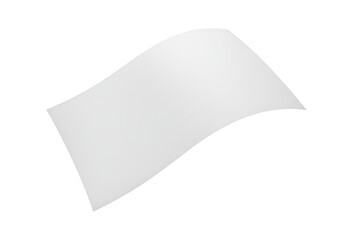Poster - A single, slightly curved white sheet of paper floating and isolated against a pure transparent background
