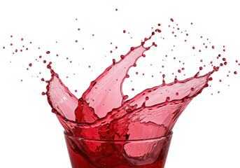 Poster - A vibrant red liquid splashing out of a glass, isolated on transparent background