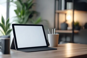 A tablet with a blank screen