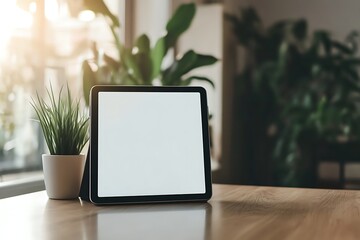 A tablet with a blank screen