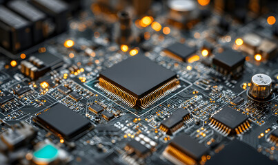 Poster - Macro shot showcasing the intricate details of a computer circuit board