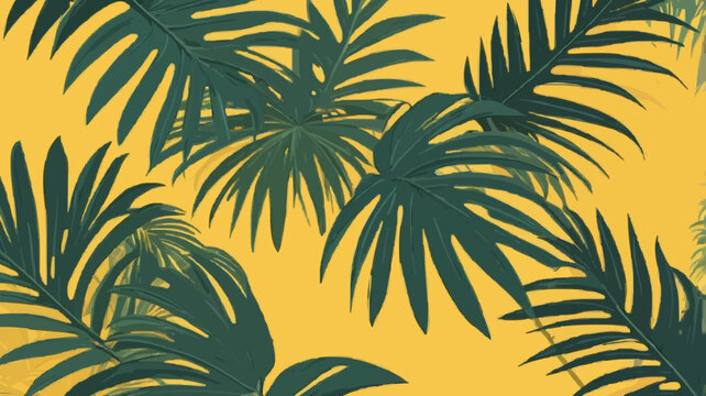 Palm Leaf Yellow Tropical Background.Square leaf design