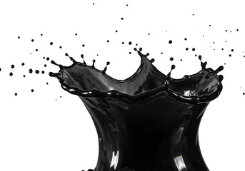 Poster - A dramatic black ink splash frozen in motion against a stark transparent background