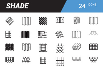 Poster - Shade Icons: A collection of minimalistic shade icons, each representing a unique design and purpose, perfect for architectural, design, or building related projects.