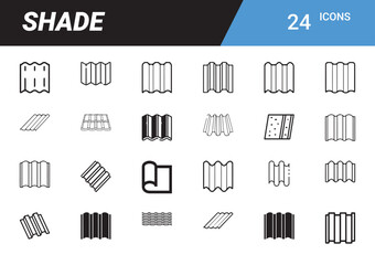 Poster - Shade Icon Set: A comprehensive set of 24 meticulously designed shade icons. This collection covers diverse types of shading with various shapes, forms, and styles for multiple application.