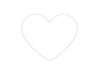Poster - A simple pink neon heart outline glowing against a plain transparent background, symbolizing love and affection