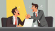 © Apiradee - Conflict in the workplace, arguing and fighting, conflict among office worker, employee. Angry argument or disagreement vector illustration. Colleagues having debate or misunderstanding