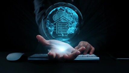 Poster - Cloud computing, cloud strategy, and cloud technology transforming digital infrastructure with scalable services, secure data storage, and cloud-based digital business solutions. Elide