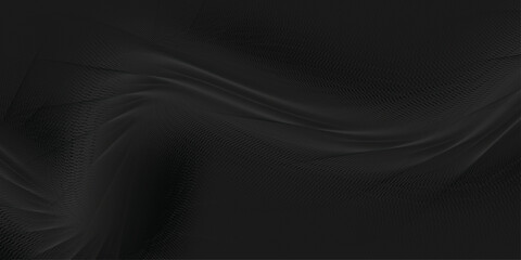 Poster - Abstract wave-like form composed of smooth, layered ribbons in varying shades of black and dark gray, giving the illusion of light and shadow playing across the surface.