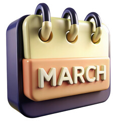 Aufkleber - 3d march calendar page isolated on transparent background