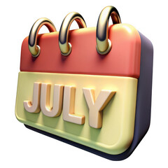 Aufkleber - 3d stylized july calendar page isolated on transparent background