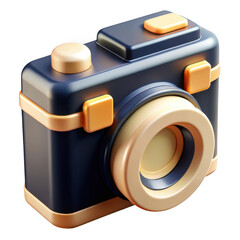 Aufkleber - 3d retro camera with orange accents isolated on transparent background