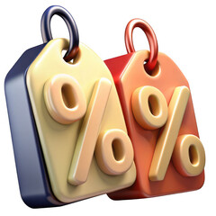 Aufkleber - 3d discount tags with percentage symbols isolated on transparent background