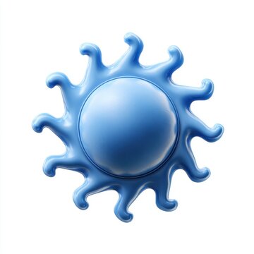 Stylized Light Blue 3D Rendered Sun Graphic on White