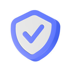 Poster - shield approve checkmark icon 3d rendering blue color