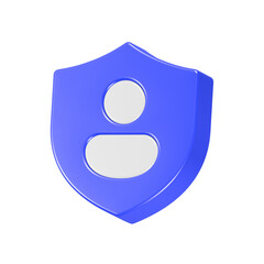 Poster - Profile register icon with shield 3d rendering blue color