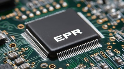 Poster - Extended Producer Responsibility (EPR) Concepts. Close-up of a microchip labeled 
