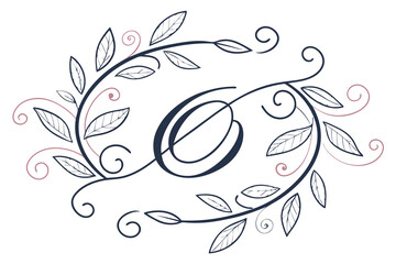 Poster - Elegant floral arrangement with letter o decorative design against white background