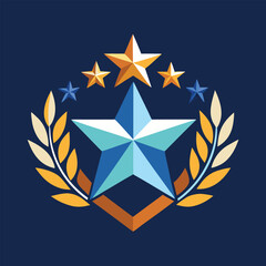 Poster - Artistic illustration of a symbolic star formation composed of geometric shapes on a deep blue background