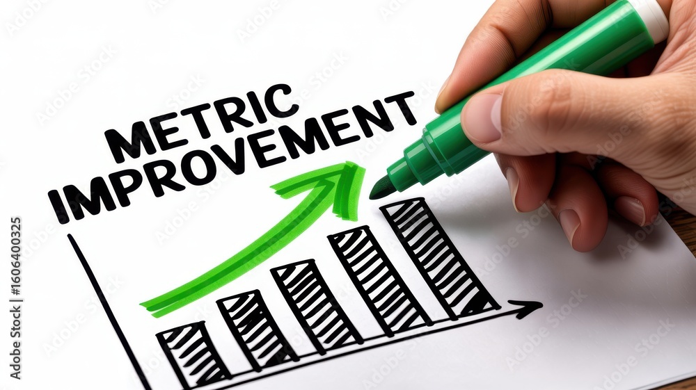 Metric Improvement Chart with Upward Arrow Showing Growth and Progress ...