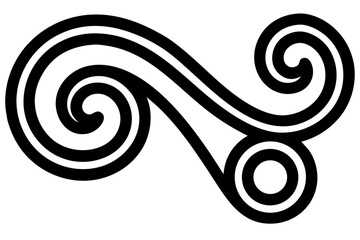 Fototapete - Black Vector Retro hand-drawn geometric curl pattern, thick black doodle lines with textured effect modern boho design, seamless repeat