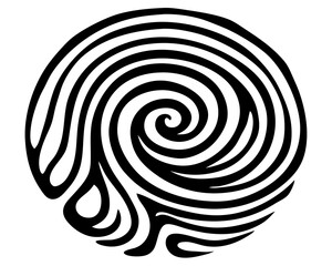 Fototapete - Organic abstract fingerprint-like swirls and arcs in a continuous flow, black ink pattern vector canvas, minimalistic tribal fusion
