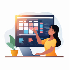 Poster - Businesswoman Presenting Data Analysis on a Digital Display Screen