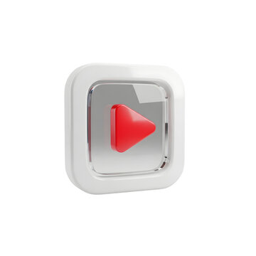 Glossy red play button icon with an arrow, a web technology symbol
