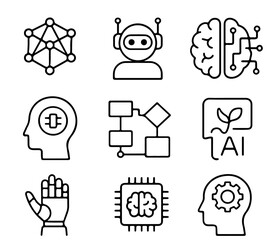 Poster - Intricate line drawings of Artificial Intelligence elements, showcasing the cutting-edge facets of future technology and futuristic innovations.