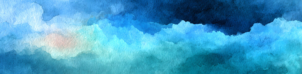 Poster - Soft watercolor texture background with gentle light blue hues and subtle gradient effect , background design, watery texture, gentle