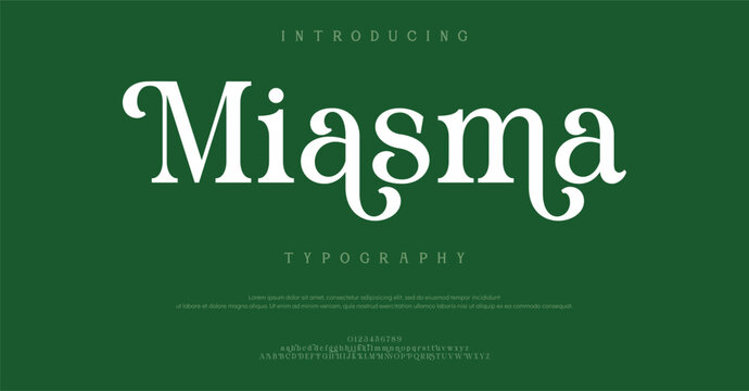 Miasma  stencil Modern, alphabet, futuristic minimal, typography. electronic dance music, poster font, trendy Vector illustration.