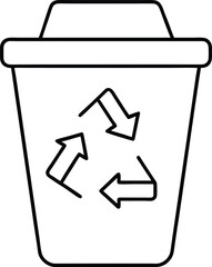 Poster - Clean line art icon of a recycling bin with recycling arrows isolated on transparent background