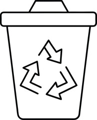 Poster - Clean line art icon of a trash bin with arrows isolated on transparent background