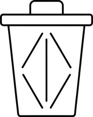 Poster - Clean line art icon of a trash bin with a diagonal line isolated on transparent background